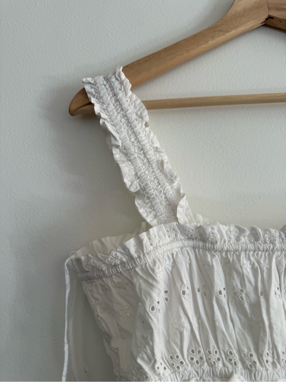 NWT Gap x Doen White Eyelet Smocked Sundress with Ruffled Straps - Picture 6 of 10